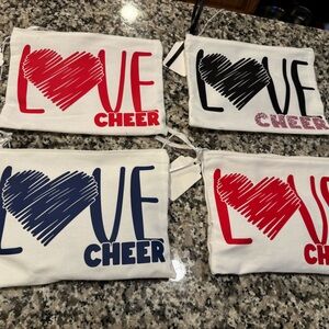 New lot of 4 Love Cheer Pouches bags make up bag